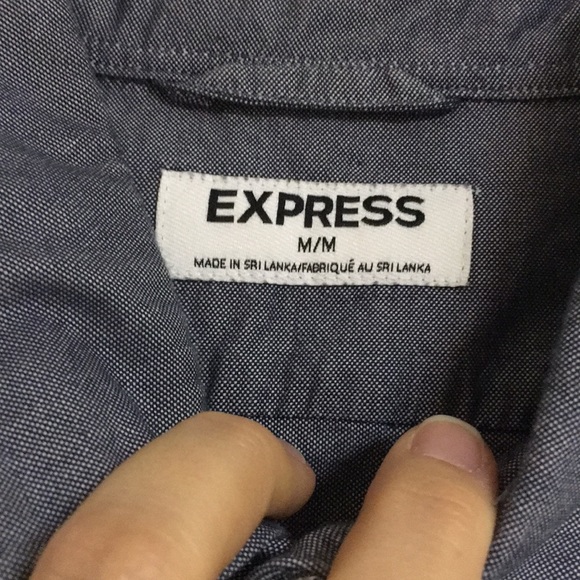 Express Blue Twill Button-up - Picture 3 of 4